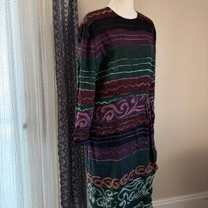 Vintage 90s Richard Warren Art Teacher 100% Silk Abstract Stripe Dress – Size 10